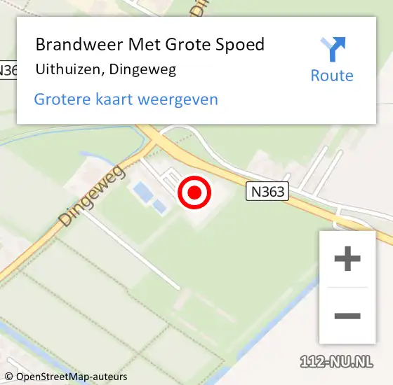 Locatie op kaart van de 112 melding: Brandweer Met Grote Spoed Naar Uithuizen, Dingeweg op 4 oktober 2023 16:25