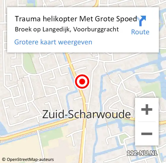 Locatie op kaart van de 112 melding: Trauma helikopter Met Grote Spoed Naar Broek op Langedijk, Voorburggracht op 4 oktober 2023 16:27