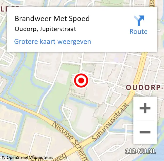 Locatie op kaart van de 112 melding: Brandweer Met Spoed Naar Oudorp, Jupiterstraat op 4 oktober 2023 16:28