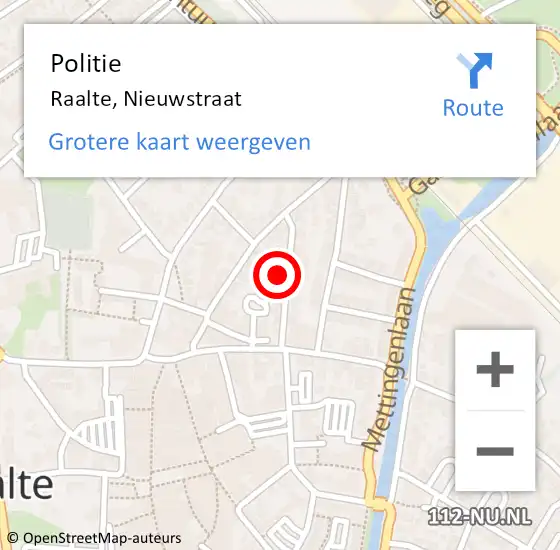 Locatie op kaart van de 112 melding: Politie Raalte, Nieuwstraat op 4 oktober 2023 16:32