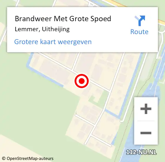 Locatie op kaart van de 112 melding: Brandweer Met Grote Spoed Naar Lemmer, Uitheijing op 4 oktober 2023 16:39