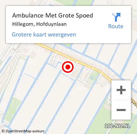 Locatie op kaart van de 112 melding: Ambulance Met Grote Spoed Naar Hillegom, Hofduynlaan op 4 oktober 2023 16:48