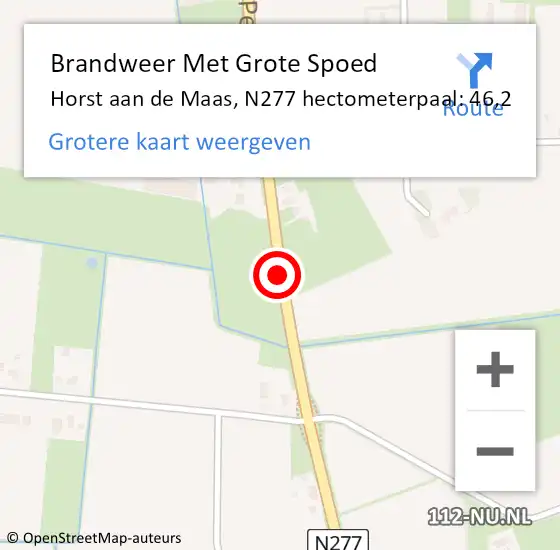 Locatie op kaart van de 112 melding: Brandweer Met Grote Spoed Naar Horst aan de Maas, N277 hectometerpaal: 46,2 op 4 oktober 2023 16:59