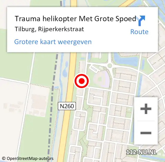 Locatie op kaart van de 112 melding: Trauma helikopter Met Grote Spoed Naar Tilburg, Rijperkerkstraat op 4 oktober 2023 17:01