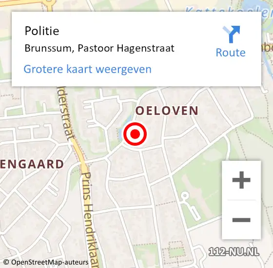 Locatie op kaart van de 112 melding: Politie Brunssum, Pastoor Hagenstraat op 4 oktober 2023 17:08