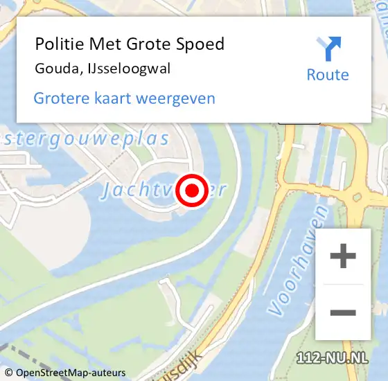 Locatie op kaart van de 112 melding: Politie Met Grote Spoed Naar Gouda, IJsseloogwal op 4 oktober 2023 17:13