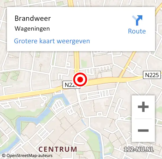 Locatie op kaart van de 112 melding: Brandweer Wageningen op 4 oktober 2023 17:28