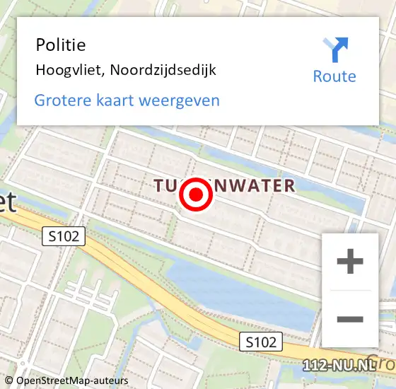 Locatie op kaart van de 112 melding: Politie Hoogvliet, Noordzijdsedijk op 4 oktober 2023 17:44