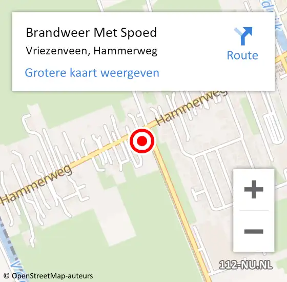 Locatie op kaart van de 112 melding: Brandweer Met Spoed Naar Vriezenveen, Hammerweg op 4 oktober 2023 17:45