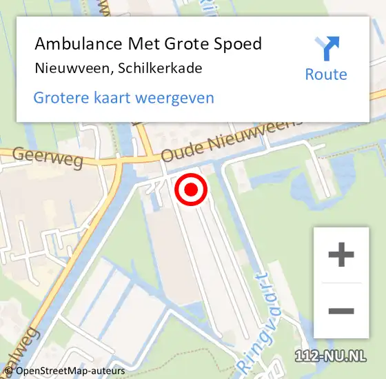 Locatie op kaart van de 112 melding: Ambulance Met Grote Spoed Naar Nieuwveen, Schilkerkade op 4 oktober 2023 17:53