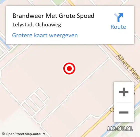 Locatie op kaart van de 112 melding: Brandweer Met Grote Spoed Naar Lelystad, Ochoaweg op 4 oktober 2023 18:00