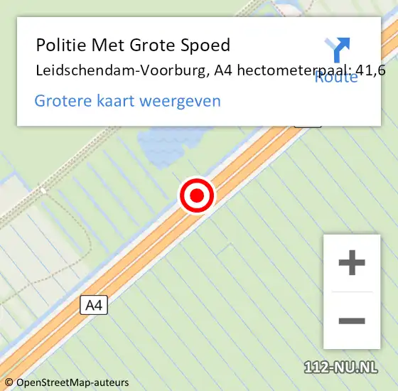 Locatie op kaart van de 112 melding: Politie Met Grote Spoed Naar Leidschendam-Voorburg, A4 hectometerpaal: 41,6 op 4 oktober 2023 18:05