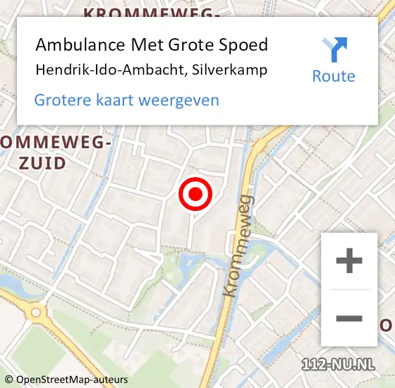 Locatie op kaart van de 112 melding: Ambulance Met Grote Spoed Naar Hendrik-Ido-Ambacht, Silverkamp op 4 oktober 2023 18:08