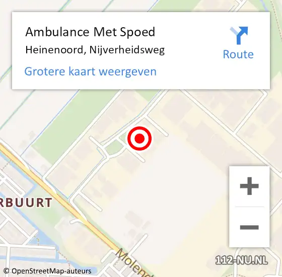 Locatie op kaart van de 112 melding: Ambulance Met Spoed Naar Heinenoord, Nijverheidsweg op 4 oktober 2023 18:24
