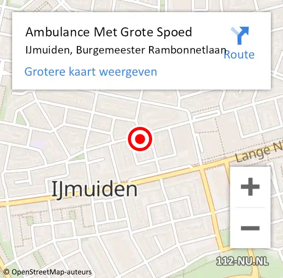 Locatie op kaart van de 112 melding: Ambulance Met Grote Spoed Naar IJmuiden, Burgemeester Rambonnetlaan op 4 oktober 2023 18:31