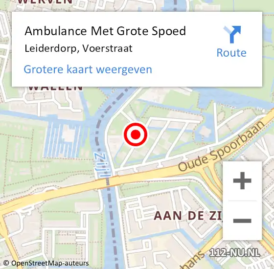 Locatie op kaart van de 112 melding: Ambulance Met Grote Spoed Naar Leiderdorp, Voerstraat op 4 oktober 2023 18:40