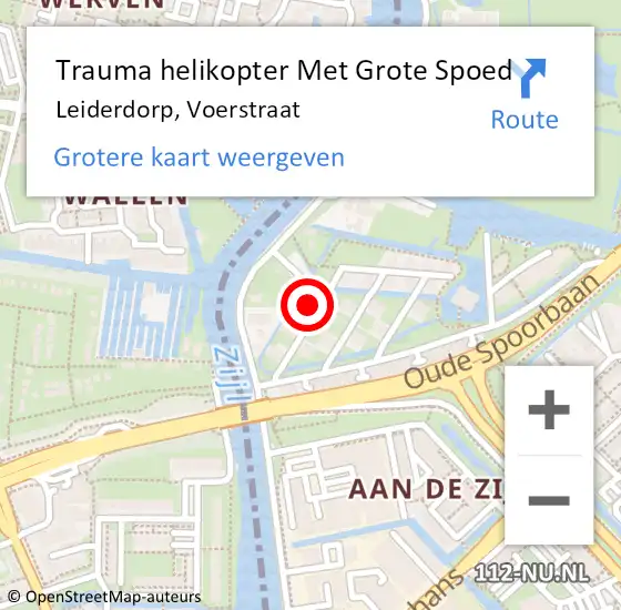 Locatie op kaart van de 112 melding: Trauma helikopter Met Grote Spoed Naar Leiderdorp, Voerstraat op 4 oktober 2023 18:41