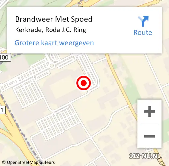 Locatie op kaart van de 112 melding: Brandweer Met Spoed Naar Kerkrade, Roda J.C. Ring op 4 oktober 2023 19:00