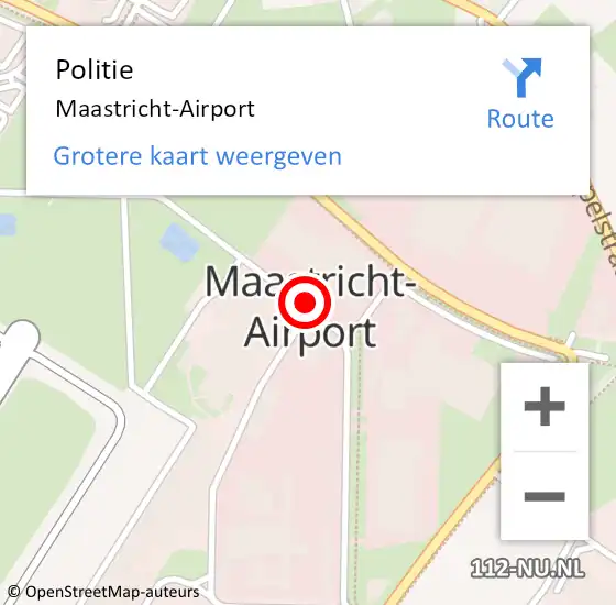 Locatie op kaart van de 112 melding: Politie Maastricht-Airport op 4 oktober 2023 19:27