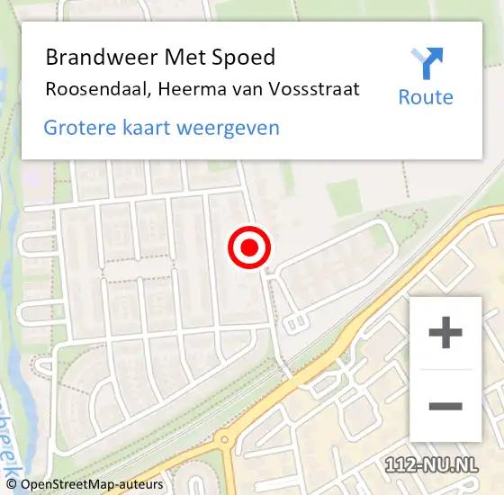 Locatie op kaart van de 112 melding: Brandweer Met Spoed Naar Roosendaal, Heerma van Vossstraat op 4 oktober 2023 19:39