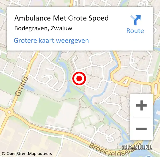 Locatie op kaart van de 112 melding: Ambulance Met Grote Spoed Naar Bodegraven, Zwaluw op 4 oktober 2023 19:46