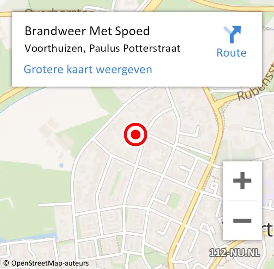 Locatie op kaart van de 112 melding: Brandweer Met Spoed Naar Voorthuizen, Paulus Potterstraat op 4 oktober 2023 20:03