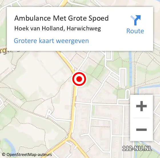 Locatie op kaart van de 112 melding: Ambulance Met Grote Spoed Naar Hoek van Holland, Harwichweg op 4 oktober 2023 20:51