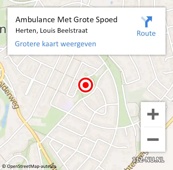 Locatie op kaart van de 112 melding: Ambulance Met Grote Spoed Naar Herten, Louis Beelstraat op 4 oktober 2023 21:08