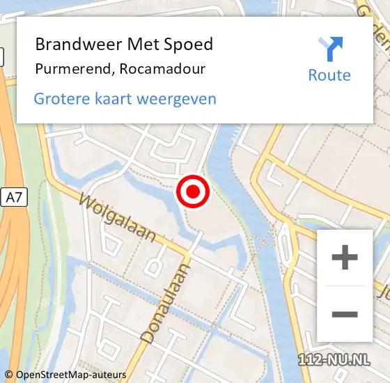 Locatie op kaart van de 112 melding: Brandweer Met Spoed Naar Purmerend, Rocamadour op 4 oktober 2023 21:11