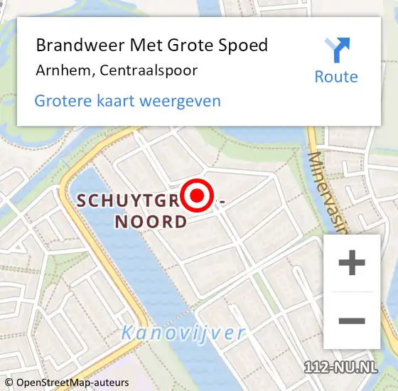 Locatie op kaart van de 112 melding: Brandweer Met Grote Spoed Naar Arnhem, Centraalspoor op 4 oktober 2023 21:46