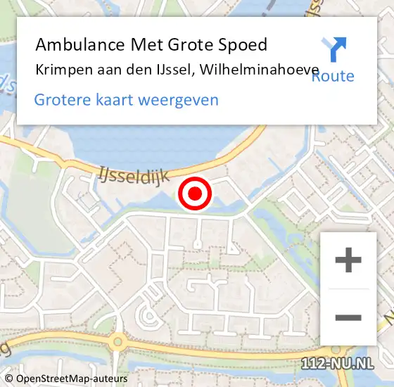 Locatie op kaart van de 112 melding: Ambulance Met Grote Spoed Naar Krimpen aan den IJssel, Wilhelminahoeve op 4 oktober 2023 22:23