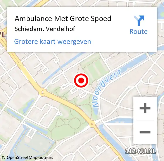 Locatie op kaart van de 112 melding: Ambulance Met Grote Spoed Naar Schiedam, Vendelhof op 4 oktober 2023 22:51