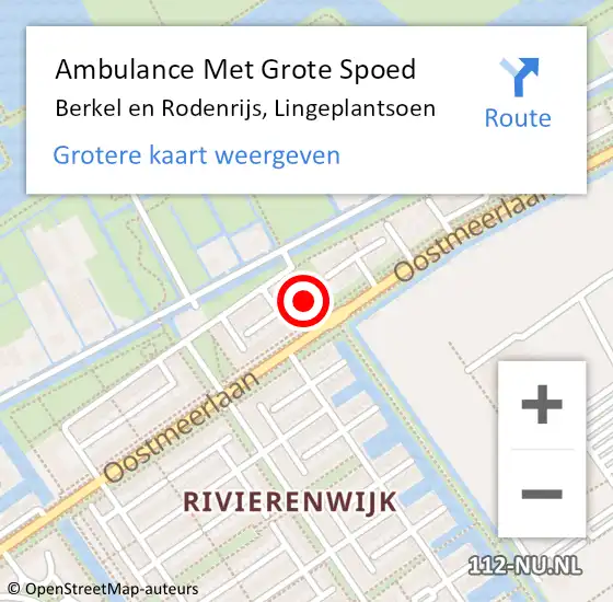 Locatie op kaart van de 112 melding: Ambulance Met Grote Spoed Naar Berkel en Rodenrijs, Lingeplantsoen op 4 oktober 2023 23:20