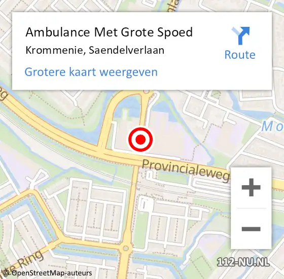 Locatie op kaart van de 112 melding: Ambulance Met Grote Spoed Naar Krommenie, Saendelverlaan op 4 oktober 2023 23:52