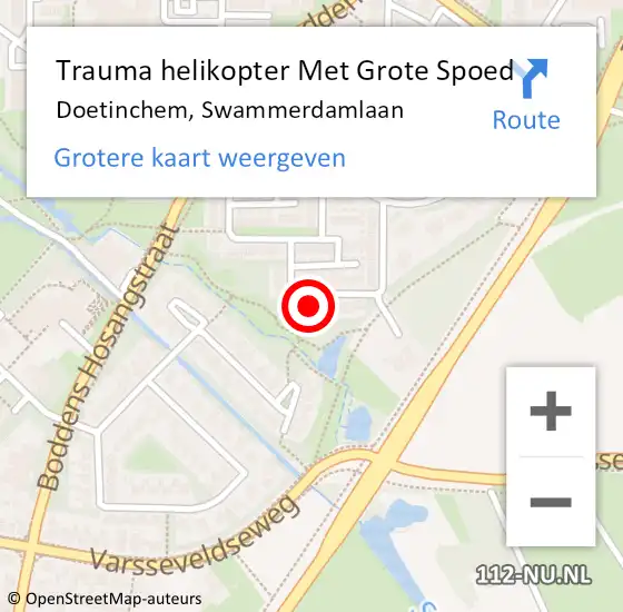 Locatie op kaart van de 112 melding: Trauma helikopter Met Grote Spoed Naar Doetinchem, Swammerdamlaan op 5 oktober 2023 00:38