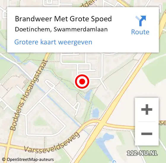 Locatie op kaart van de 112 melding: Brandweer Met Grote Spoed Naar Doetinchem, Swammerdamlaan op 5 oktober 2023 00:54