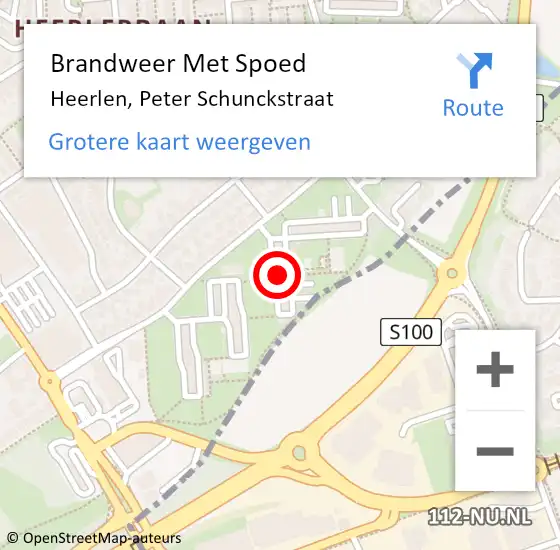 Locatie op kaart van de 112 melding: Brandweer Met Spoed Naar Heerlen, Peter Schunckstraat op 5 oktober 2023 01:25