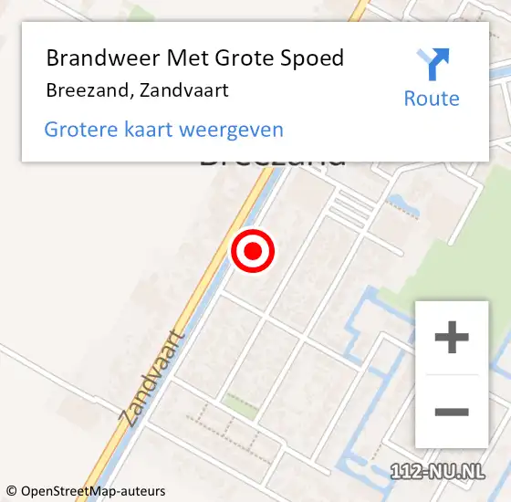 Locatie op kaart van de 112 melding: Brandweer Met Grote Spoed Naar Breezand, Zandvaart op 5 oktober 2023 01:45