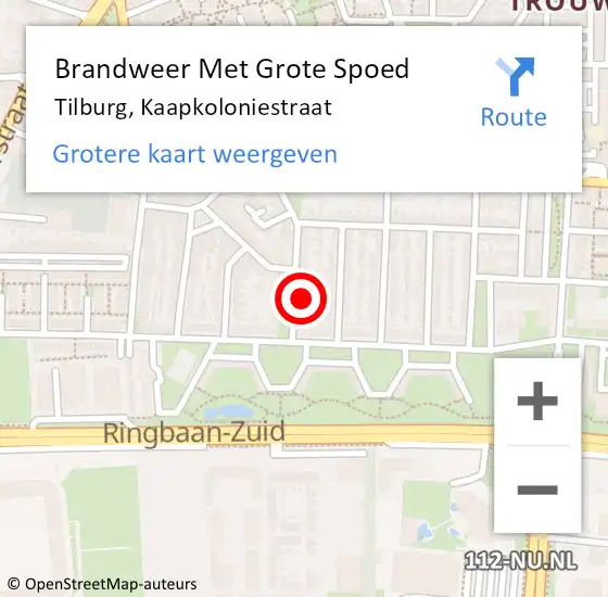 Locatie op kaart van de 112 melding: Brandweer Met Grote Spoed Naar Tilburg, Kaapkoloniestraat op 5 oktober 2023 02:11