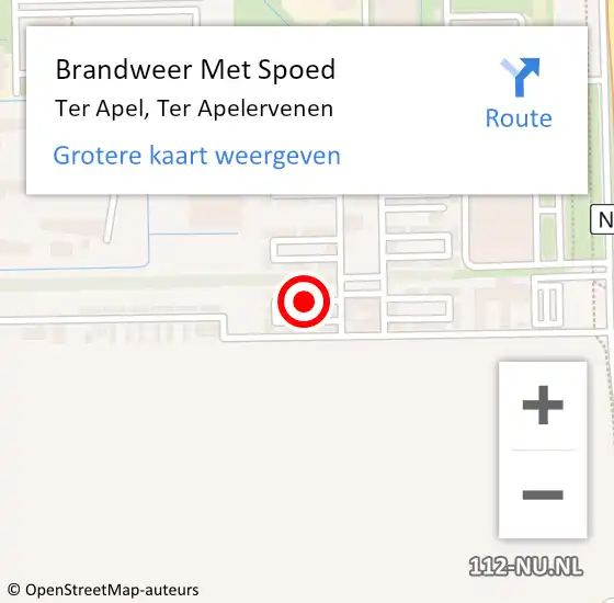 Locatie op kaart van de 112 melding: Brandweer Met Spoed Naar Ter Apel, Ter Apelervenen op 5 oktober 2023 02:38