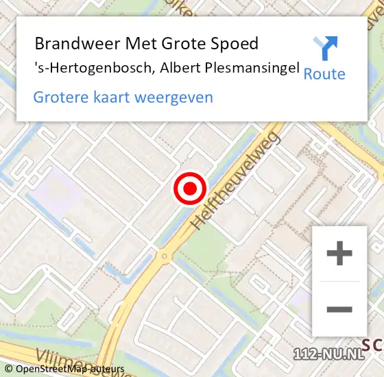 Locatie op kaart van de 112 melding: Brandweer Met Grote Spoed Naar 's-Hertogenbosch, Albert Plesmansingel op 5 oktober 2023 03:28