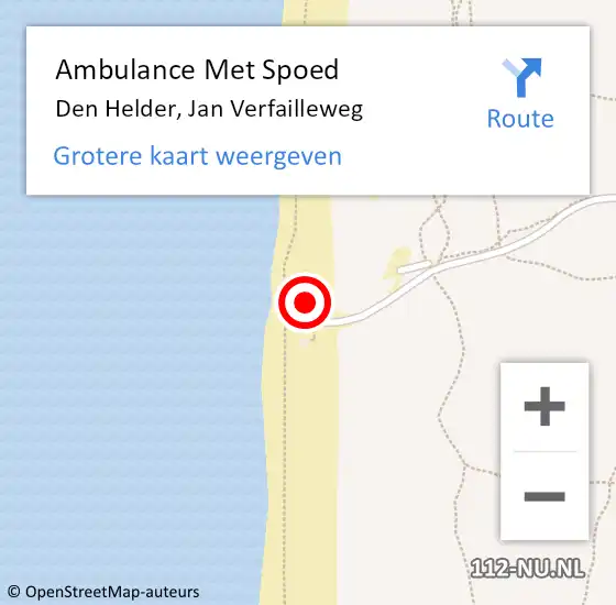 Locatie op kaart van de 112 melding: Ambulance Met Spoed Naar Den Helder, Jan Verfailleweg op 5 oktober 2023 03:34