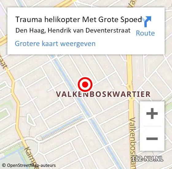 Locatie op kaart van de 112 melding: Trauma helikopter Met Grote Spoed Naar Den Haag, Hendrik van Deventerstraat op 5 oktober 2023 03:56