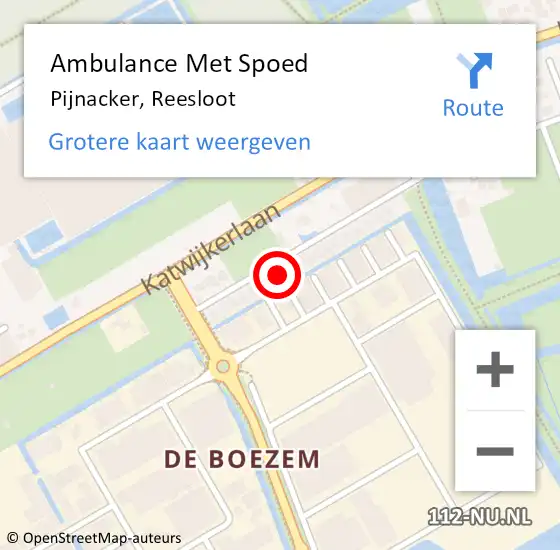 Locatie op kaart van de 112 melding: Ambulance Met Spoed Naar Pijnacker, Reesloot op 5 oktober 2023 04:10