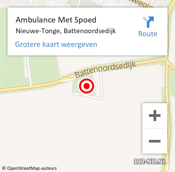 Locatie op kaart van de 112 melding: Ambulance Met Spoed Naar Nieuwe-Tonge, Battenoordsedijk op 5 oktober 2023 04:49