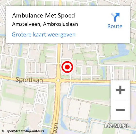 Locatie op kaart van de 112 melding: Ambulance Met Spoed Naar Amstelveen, Ambrosiuslaan op 5 oktober 2023 05:00
