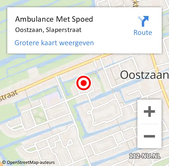 Locatie op kaart van de 112 melding: Ambulance Met Spoed Naar Oostzaan, Slaperstraat op 5 oktober 2023 05:45