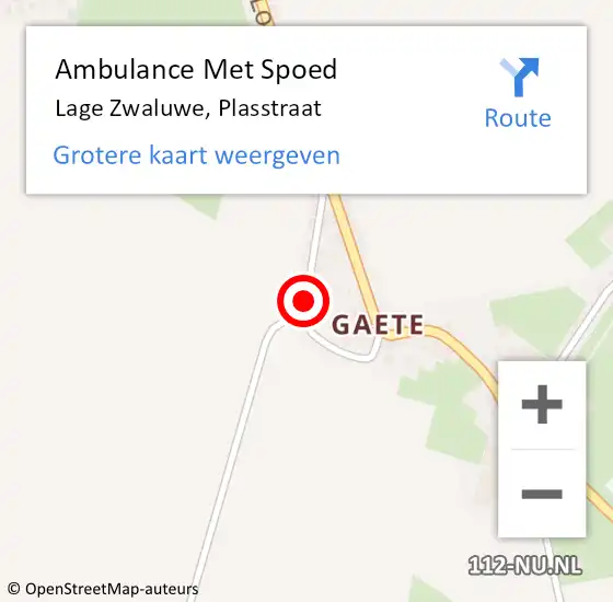 Locatie op kaart van de 112 melding: Ambulance Met Spoed Naar Lage Zwaluwe, Plasstraat op 10 september 2014 14:32
