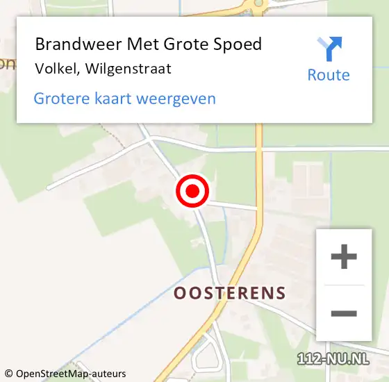 Locatie op kaart van de 112 melding: Brandweer Met Grote Spoed Naar Volkel, Wilgenstraat op 5 oktober 2023 08:00