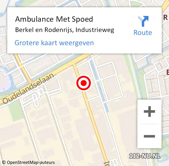 Locatie op kaart van de 112 melding: Ambulance Met Spoed Naar Berkel en Rodenrijs, Industrieweg op 5 oktober 2023 08:38